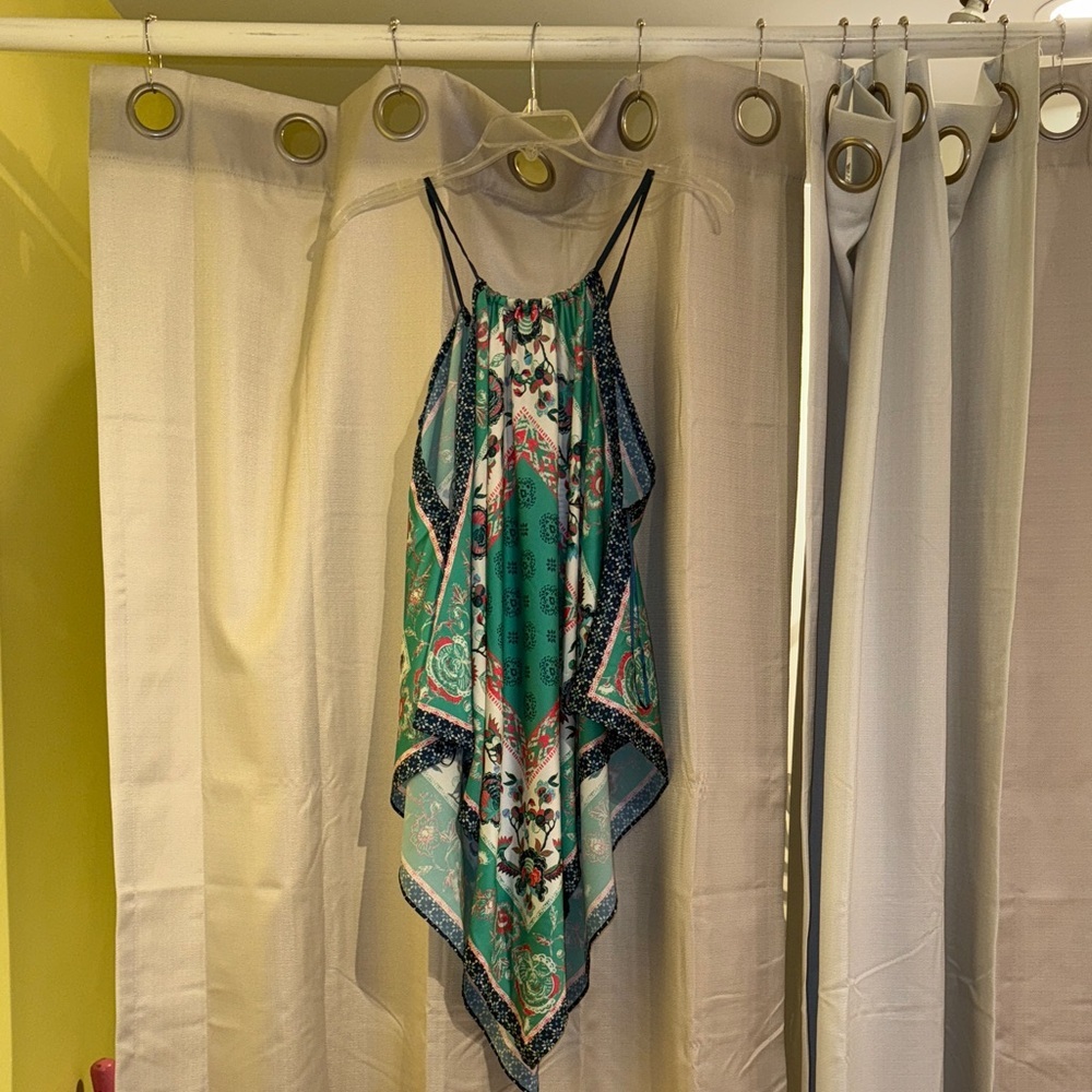 Floral Green and Blue Women's Blouse